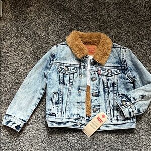 Levi's Kids Blue Denim Jacket with Faux Fur Collar